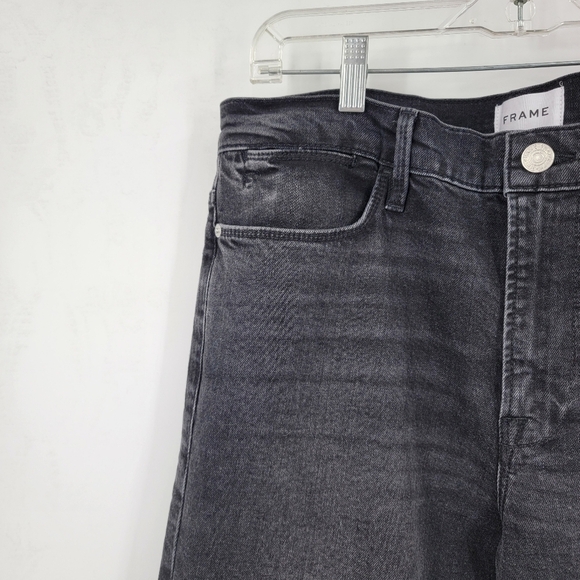 Frame Denim Le High Straight Jeans Size 31 Hutchinson Black Frayed Hem - Picture 7 of 15